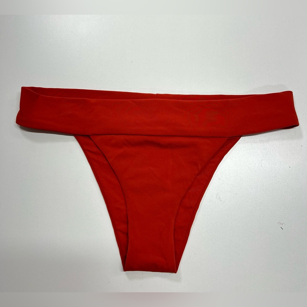 Robin Piccone Banded Cheeky Bikini Swimsuit Bottoms in Rust NEW Sample